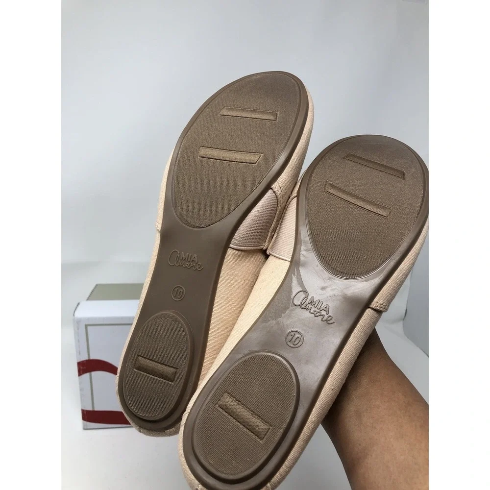 MIA Amore Linnett 10 Peach Canvas Slip‎ On Shoe Espadrille Memory Foam